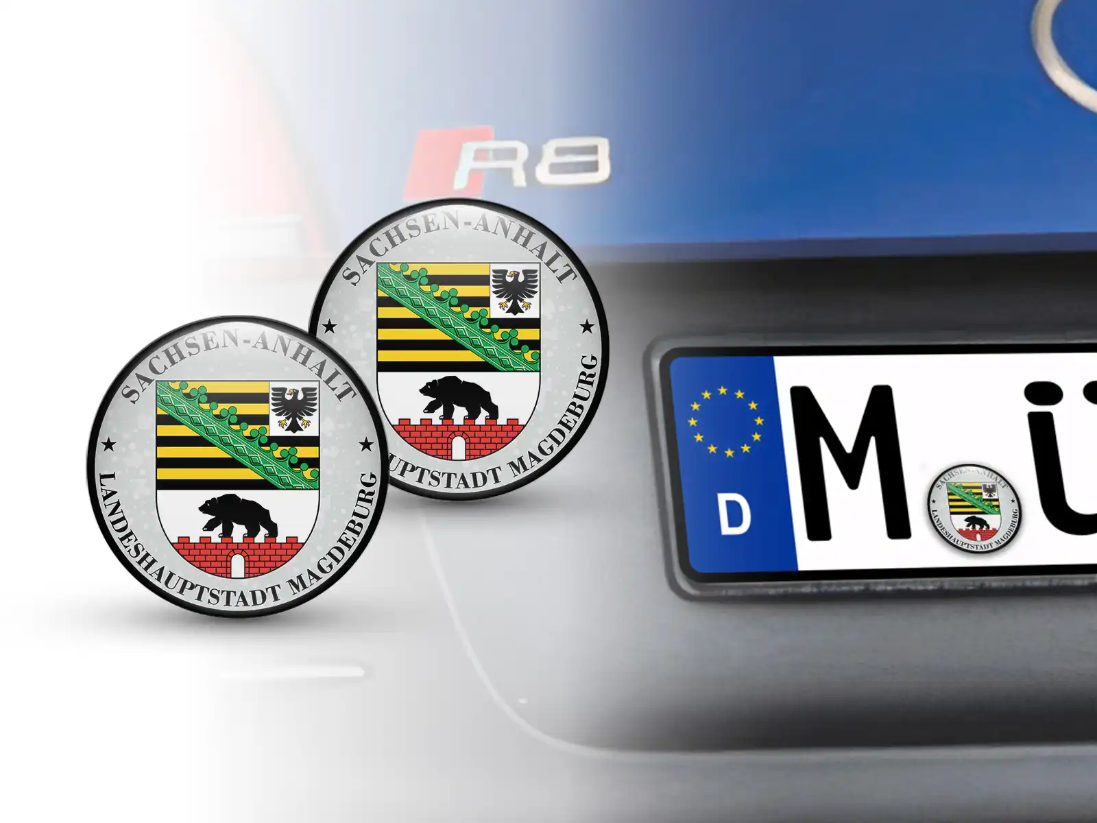 TÜV Plakette Landeshauptstadt Magdeburg Nummernschild plakette